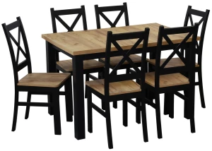Zestaw stół rozkładany 150/190x80 z 6 krzesłami M021-6 Czarny/Dąb Craft