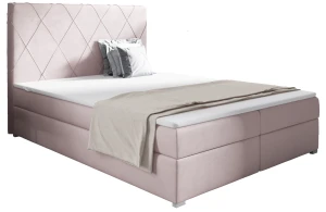 Łóżko kontynentalne 160x200 z pojemnikiem Marcos Różowe