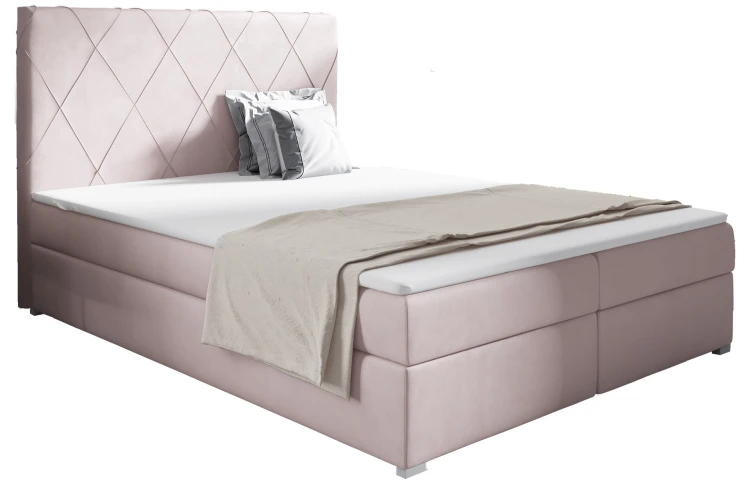 Łóżko kontynentalne 160x200 z pojemnikiem Marcos Różowe