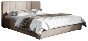 Łóżko tapicerowane 160x200 Ledo Beżowe Metalowy Stelaż