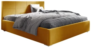 Łóżko tapicerowane 120x200 Matia Żółte Metalowy Stelaż