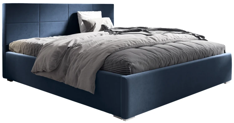 Łóżko tapicerowane 140x200 Matia Granatowe Metalowy Stelaż