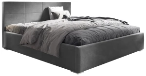 Łóżko tapicerowane 180x200 z materacem Matia Szare Metalowy Stelaż