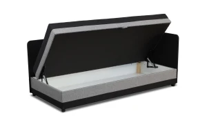 Łóżko jednoosobowe z pojemnikiem Hirek 90x200 Czarne/Szare