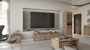 Szafka RTV z ryflowanymi frontami Yukashi 2S T312 dąb evoke