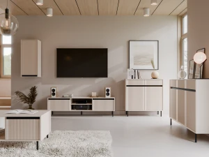 Szafka RTV z ryflowanymi frontami Yukashi 2S T312 beżowa