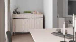 Komoda z ryflowanym frontem Yukashi 3F3S T833 beżowa