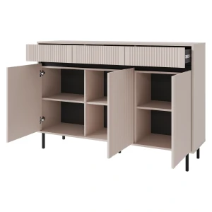 Komoda z ryflowanym frontem Yukashi 3F3S T833 beżowa