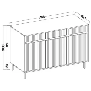 Komoda z ryflowanym frontem Yukashi 3F3S T833 beżowa