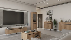 Stolik kawowy z ryflowanym frontem Yukashi 2S T201 dąb evoke