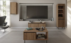 Stolik kawowy z ryflowanym frontem Yukashi 2S T201 dąb evoke