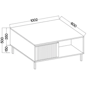 Stolik kawowy z ryflowanym frontem Yukashi 2S T201 dąb evoke