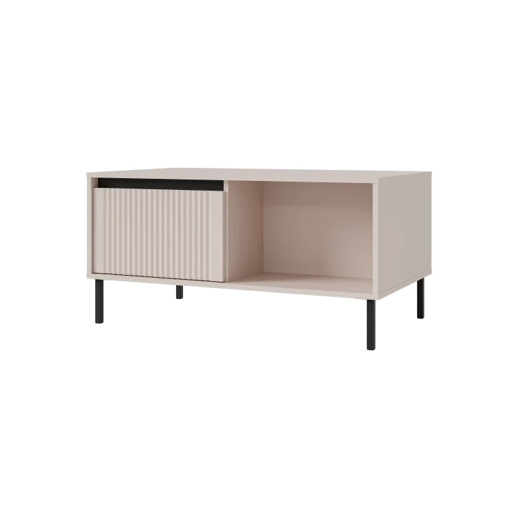 Stolik kawowy z ryflowanym frontem Yukashi 2S T201 beżowy