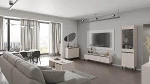 Stolik kawowy z ryflowanym frontem Yukashi 2S T201 beżowy