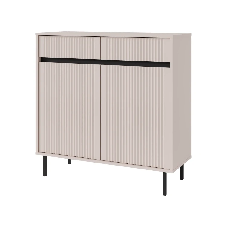 Komoda z ryflowanym frontem Yukashi 2F2S T822 beżowa