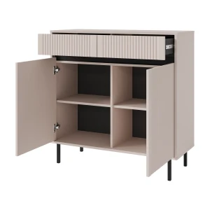 Komoda z ryflowanym frontem Yukashi 2F2S T822 beżowa