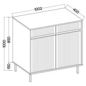 Komoda z ryflowanym frontem Yukashi 2F2S T822 beżowa