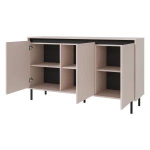 Komoda z ryflowanym frontem Yukashi 3F T813 beżowa