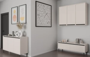 Szafka wisząca z ryflowanym frontem Yukashi 1F T501 beżowa