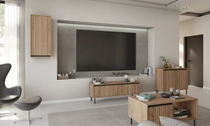 Szafka RTV z ryflowanymi frontami Yukashi 2S T302 dąb evoke