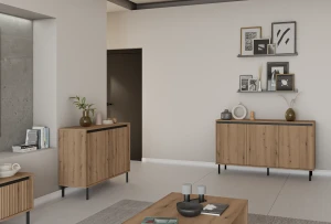 Komoda z ryflowanym frontem Yukashi 3F T813 dąb evoke