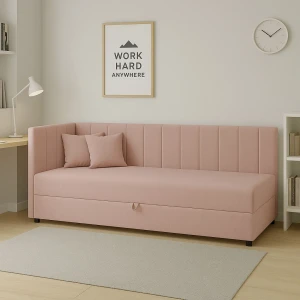 Łóżko kontynentalne 1-osobowe Sofaro Plus 90x200 Różowe