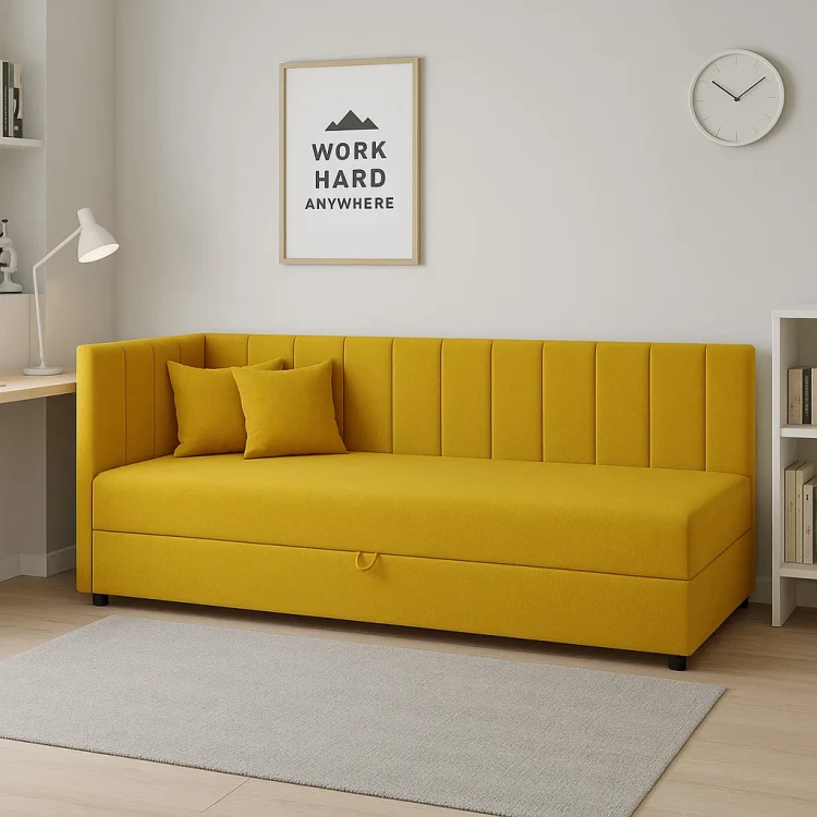 Łóżko kontynentalne 1-osobowe Sofaro 80x200 Musztardowy