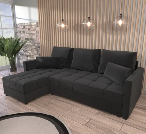 Narożnik z funkcją spania Domi Kronos Czarny