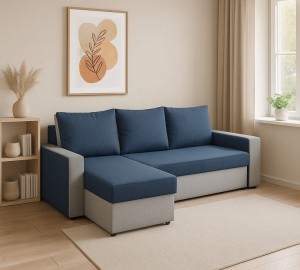 Narożnik z funkcją spania Home Szary/Granat