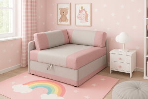 Sofa rozkładana narożnik jednoosobowa Vaxer Różowo/Szara