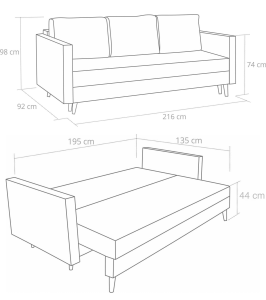 Komplet wypoczynkowy skandynawski sofa + 2 fotele z podnóżkami Różowy