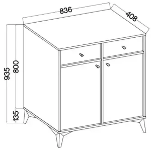 Komoda z szufladami  Sakai 1 2F 2S T826 Beż