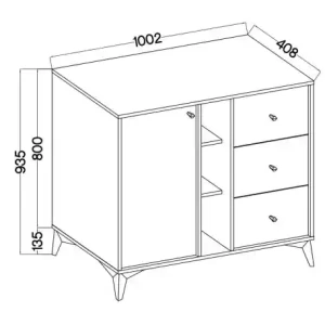 Komoda z szufladami  Sakai 1 1F 3S T824 Beż
