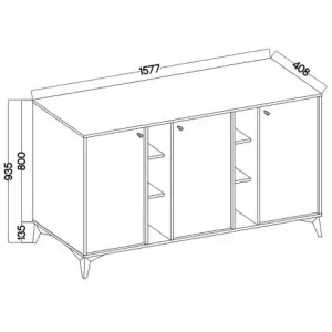 Komoda trzydrzwiowa  Sakai 1 3F T823 Beż