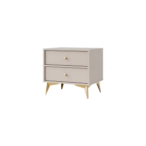 Stolik nocny z szufladami do sypialni Sakai 1 2S T801 Beż