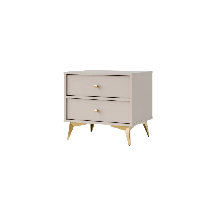 Stolik nocny z szufladami do sypialni Sakai 1 2S T801 Beż