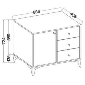 Komoda z szufladami  Sakai 1 1F 3S T814 Czarny