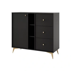 Komoda z szufladami  Sakai 1 1F 3S T824 Czarny