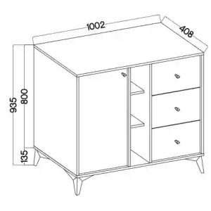 Komoda z szufladami  Sakai 1 1F 3S T824 Czarny