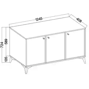 Komoda trzydrzwiowa  Sakai 1 3F T813 Czarny