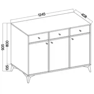 Komoda z szufladami  Sakai 1 3F 3S T827 Czarny