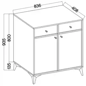 Komoda z szufladami  Sakai 2 2F 2S T826 Czarny