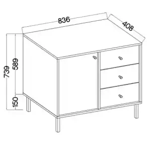 Komoda z szufladami  Sakai 2 1F 3S T814 Czarny