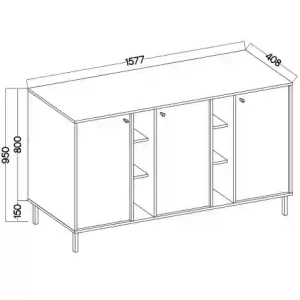 Komoda trzydrzwiowa  Sakai 2 3F T823 Czarny