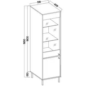 Witryna szklana  Sakai 2 2F T101 Czarny