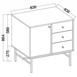 Komoda z szufladami  Sakai 3 1F 3S T814 Czarny