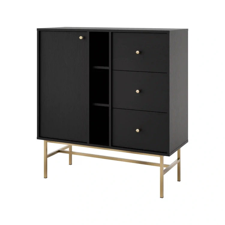 Komoda z szufladami  Sakai 3 1F 3S T824 Czarny