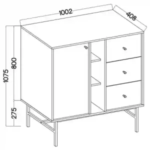 Komoda z szufladami  Sakai 3 1F 3S T824 Czarny