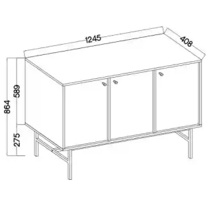 Komoda trzydrzwiowa  Sakai 3 3F T813 Czarny