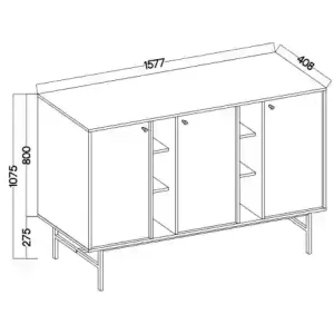 Komoda trzydrzwiowa  Sakai 3 3F T823 Czarny